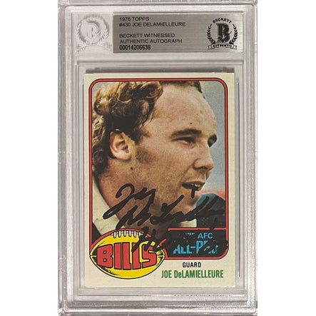 Joe DeLamielleure Buffalo Bills Signed 1976 Topps Player Card TSE Buffalo 