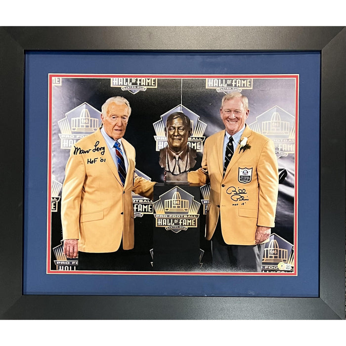 Marv Levy and Bill Polian Dual Signed 16x20 Photo with HOF Inscriptions - Professionally Framed Signed Photos TSE Framed 