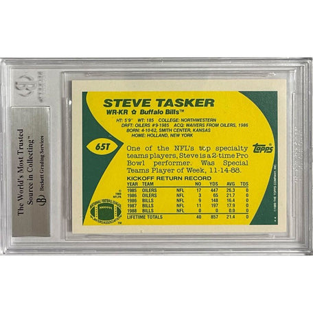 Steve Tasker Buffalo Bills Signed 1989 Topps Traded Player Card TSE Buffalo 