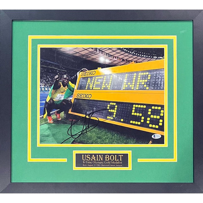 Usain Bolt Olympic Gold Medalist Signed 11x14 Photo - Professionally Framed Signed Photos TSE Framed 
